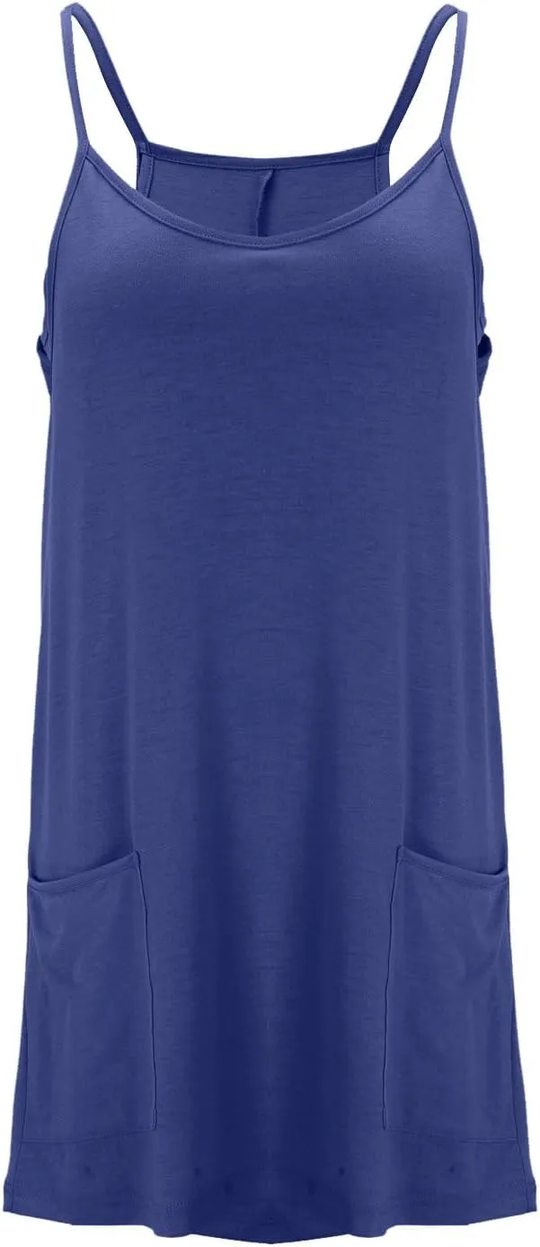 Womens Athletic Mini Dress Summer Romper Dresses Spaghetti Strap Sundress with Built-in Shorts Tennis Workout Rompers
