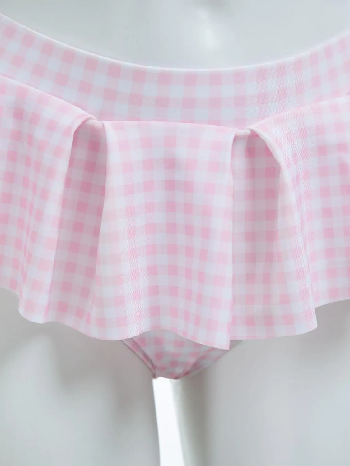 Women's Bikini Sets 50's Retro Vintage High Waist Plaid Self-Halter Bathing Suit with Headband