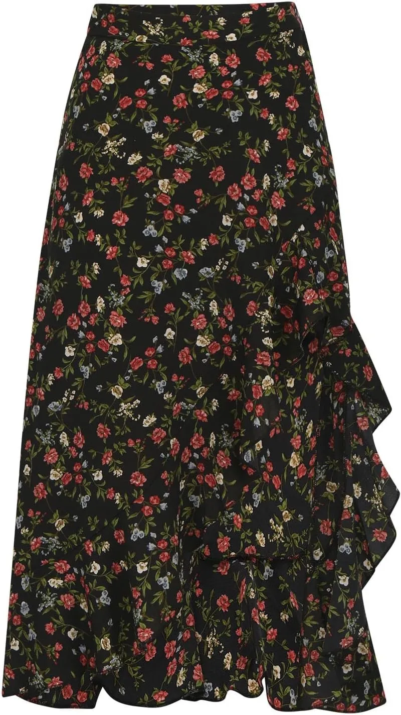 Womens Boho Peplum Slit Maxi Long Midi Knee High Floral Print Loose Fit Skirts for Women Chiffon 2025 Y2K