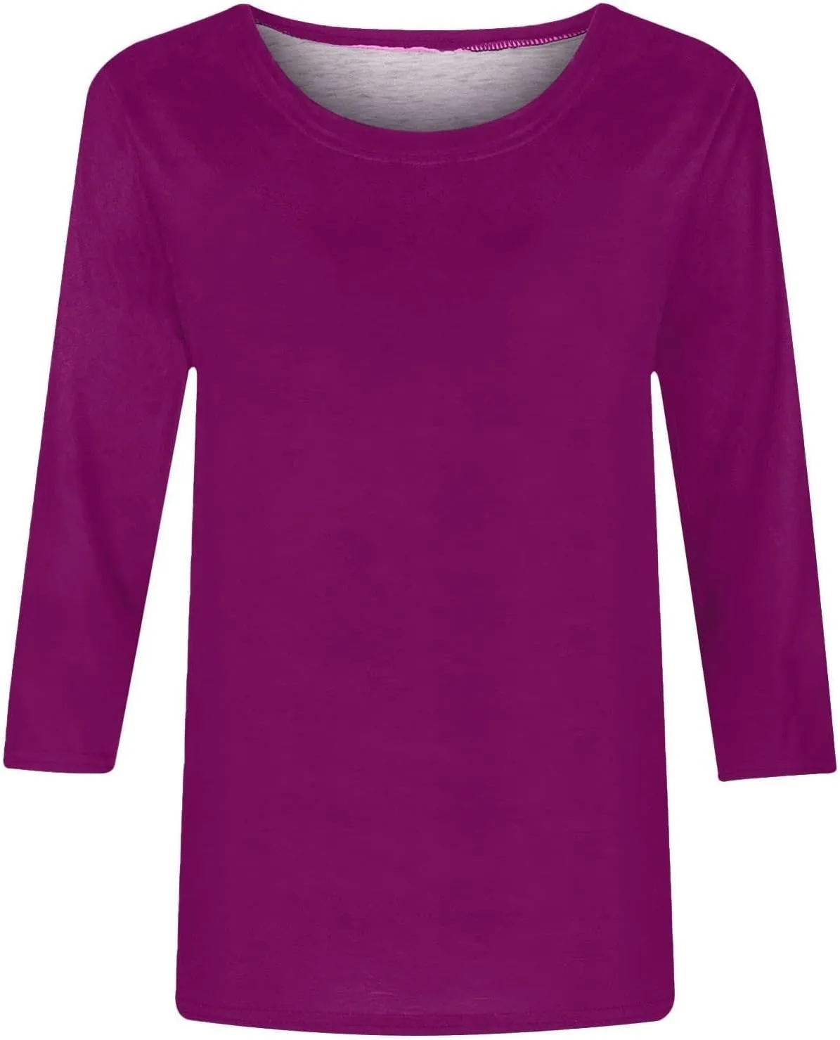 Women's Crewneck 3/4 Sleeve Tops,Casual Trendy Loose Fit Summer T Shirts Plain Tees Basic Tunic Blouses