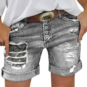 Women's Denim Shorts High Waisted Stretchy Jean Shorts Distressed Summer Shorts Cut Off Distressed Jean Shorts
