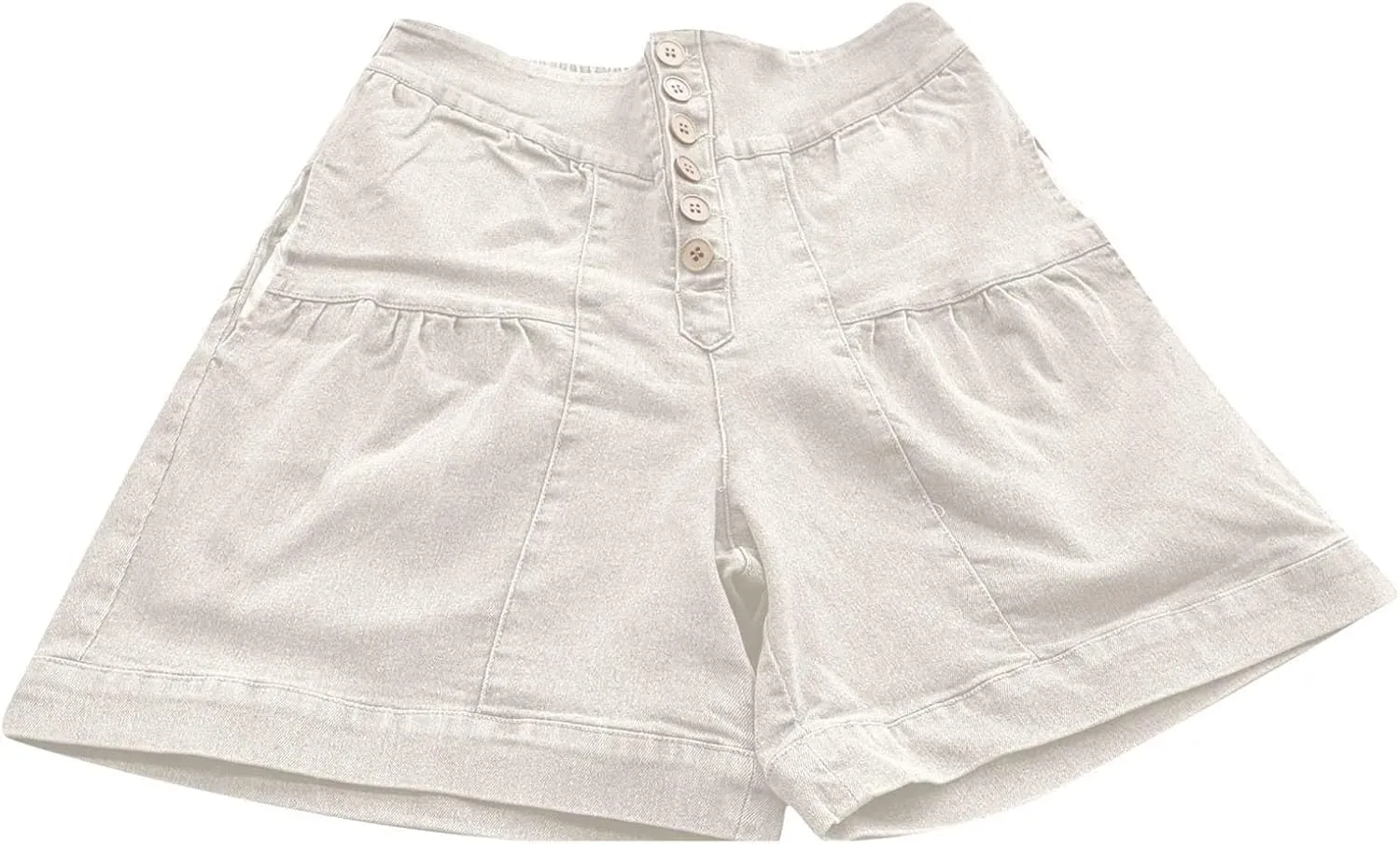 Womens Denim Shorts Summer Baggy High Waisted Flowy Wide Leg Buttons Pleated Casual Jean Shorts Fashion Ruffle Skorts