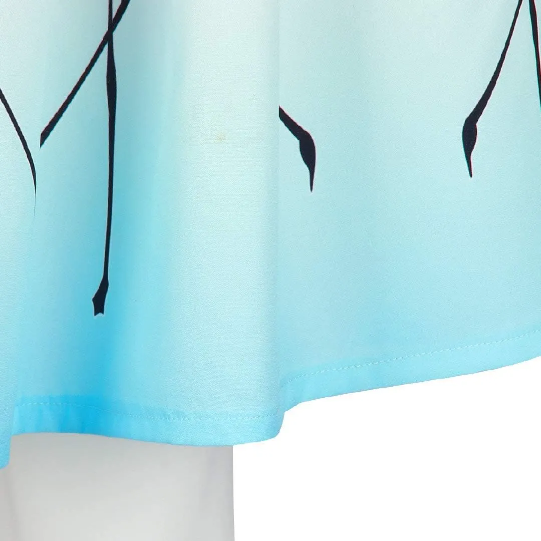 Women's Digital Print High Waisted A-Line Pleated Vintage Midi Skirts
