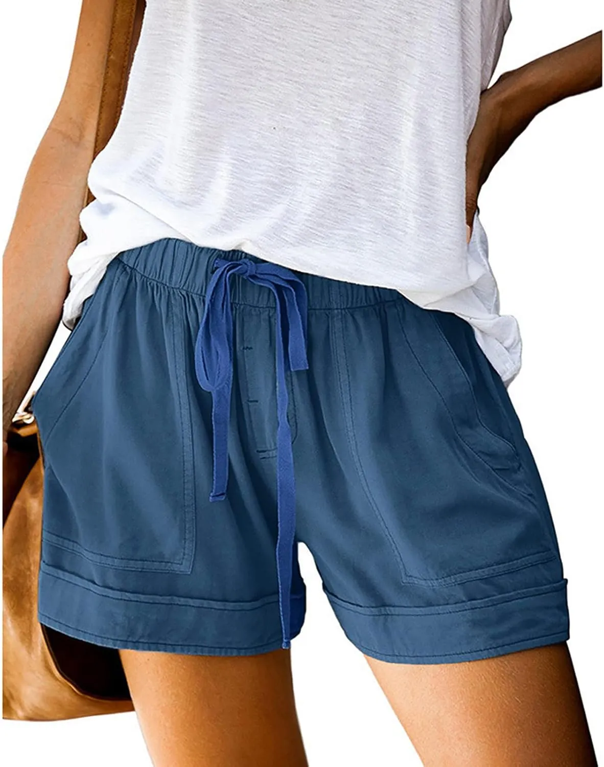 Women's Drawstring Shorts Summer Casual Comfy Shorts Elastic Waist Baggy Shorts with Pocket Trendy Cute Short Pants