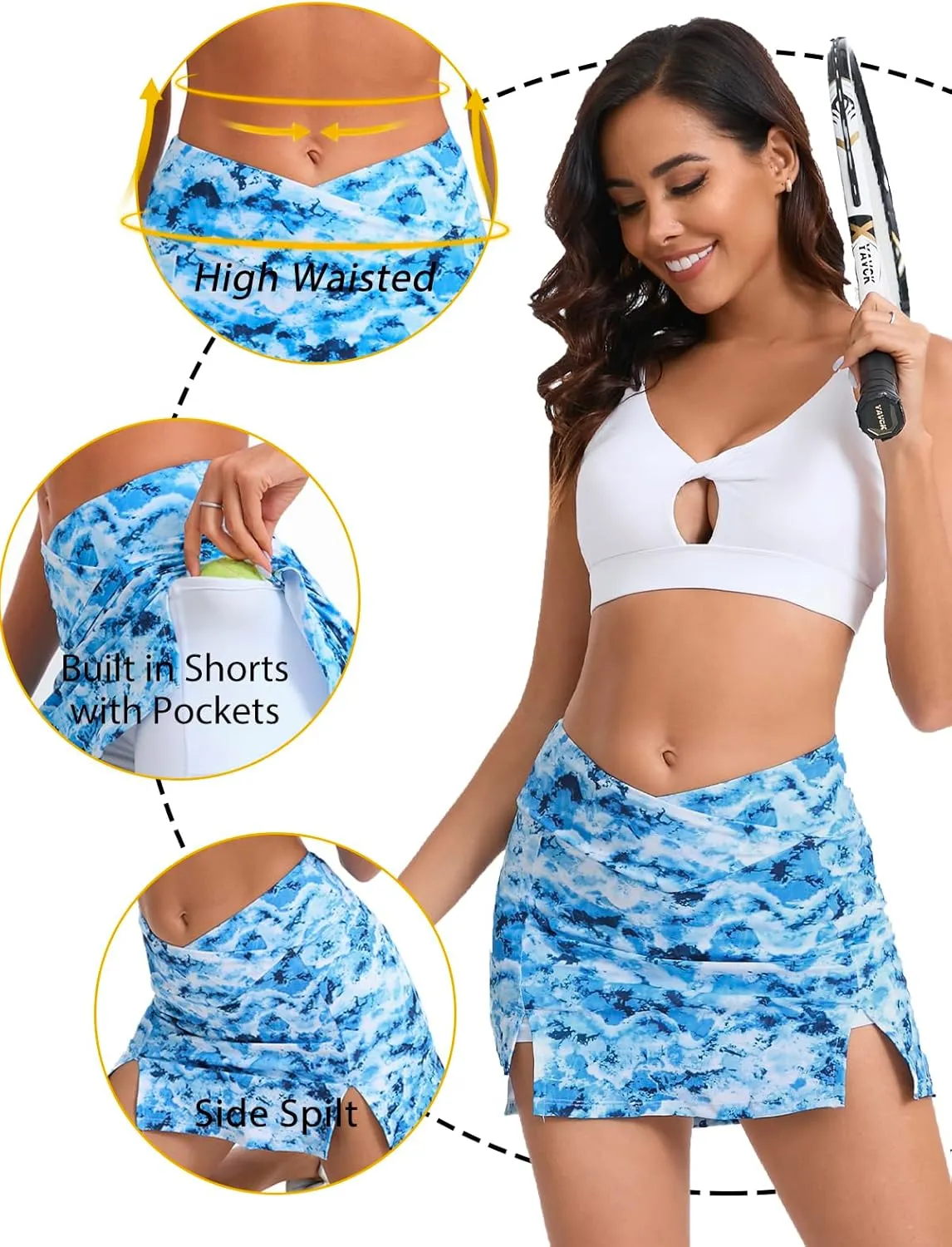 Women's Golf Skirts with Shorts Athletic Skorts with Pockets Tennis Skirt Casual Mini Workout Pickleball Skort