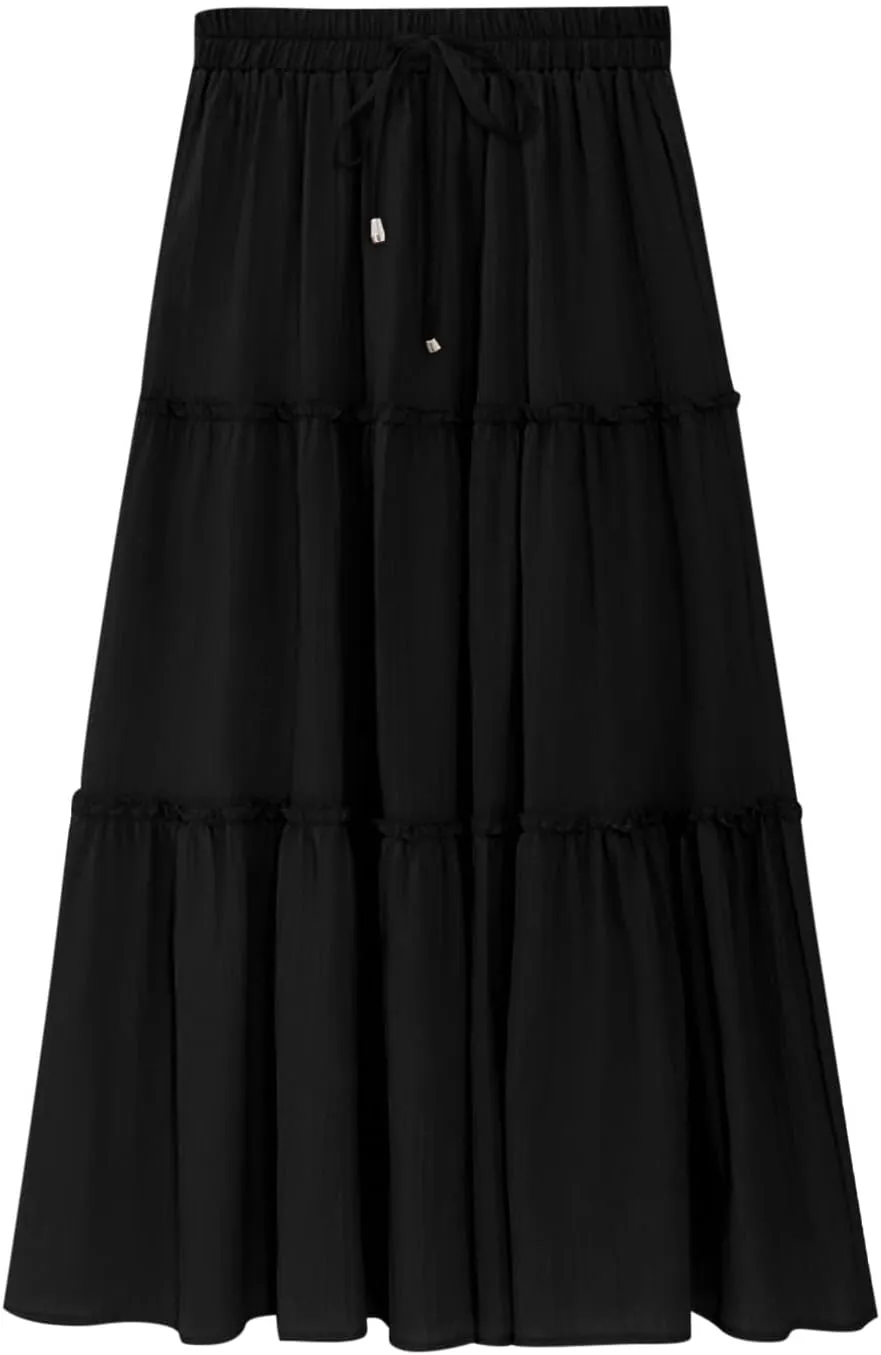 Womens High Waist Pleated Skirt Boho Maxi Flowy Skirts Dressy Casual Summer Aline Elegant Work Long Skirts