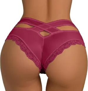 Women's Ice Silk Underwear Thongs Funny Panties Bikini Panties Lace Low Rise Sexy Briefs Stretch Underpants Soft Cute