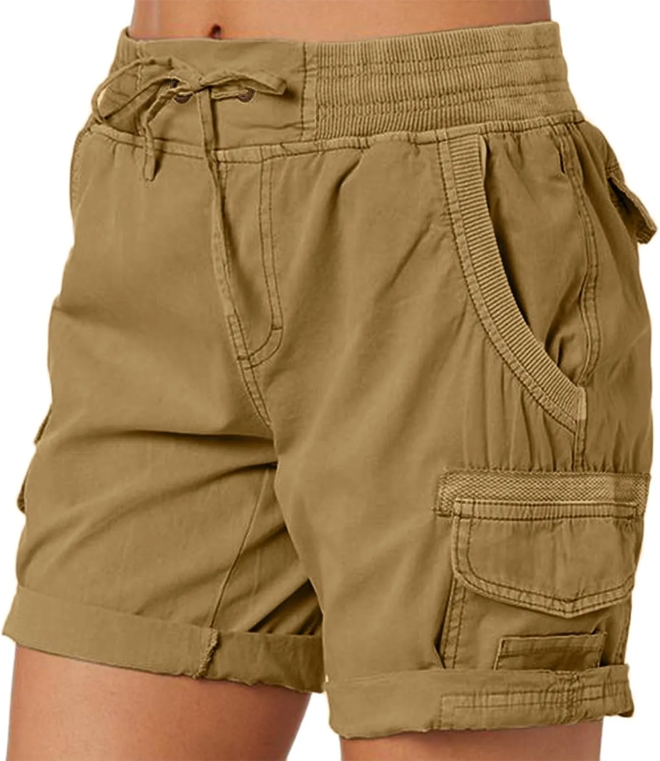 Women's Jean Shorts High Waisted Cargo Shorts Stretchy Bermuda Shorts Hot Short Pocketed Elastic Waist Long Shorts