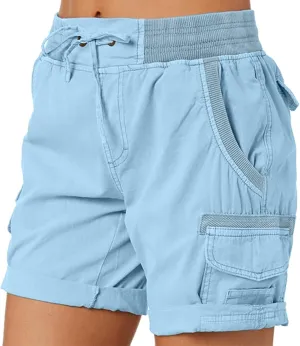 Women's Jean Shorts High Waisted Cargo Shorts Stretchy Bermuda Shorts Hot Short Pocketed Elastic Waist Long Shorts
