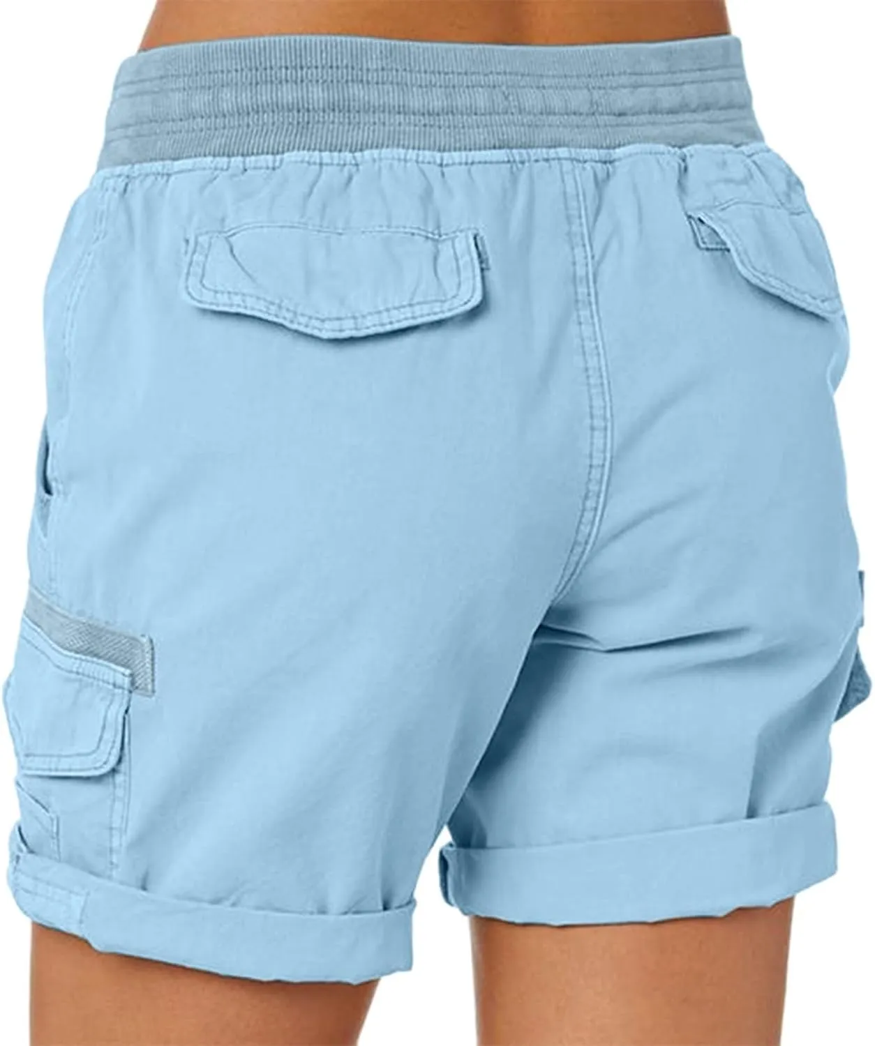 Women's Jean Shorts High Waisted Cargo Shorts Stretchy Bermuda Shorts Hot Short Pocketed Elastic Waist Long Shorts