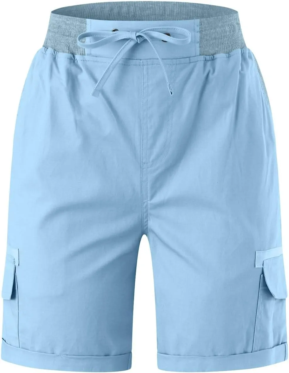 Women's Jean Shorts High Waisted Cargo Shorts Stretchy Bermuda Shorts Hot Short Pocketed Elastic Waist Long Shorts