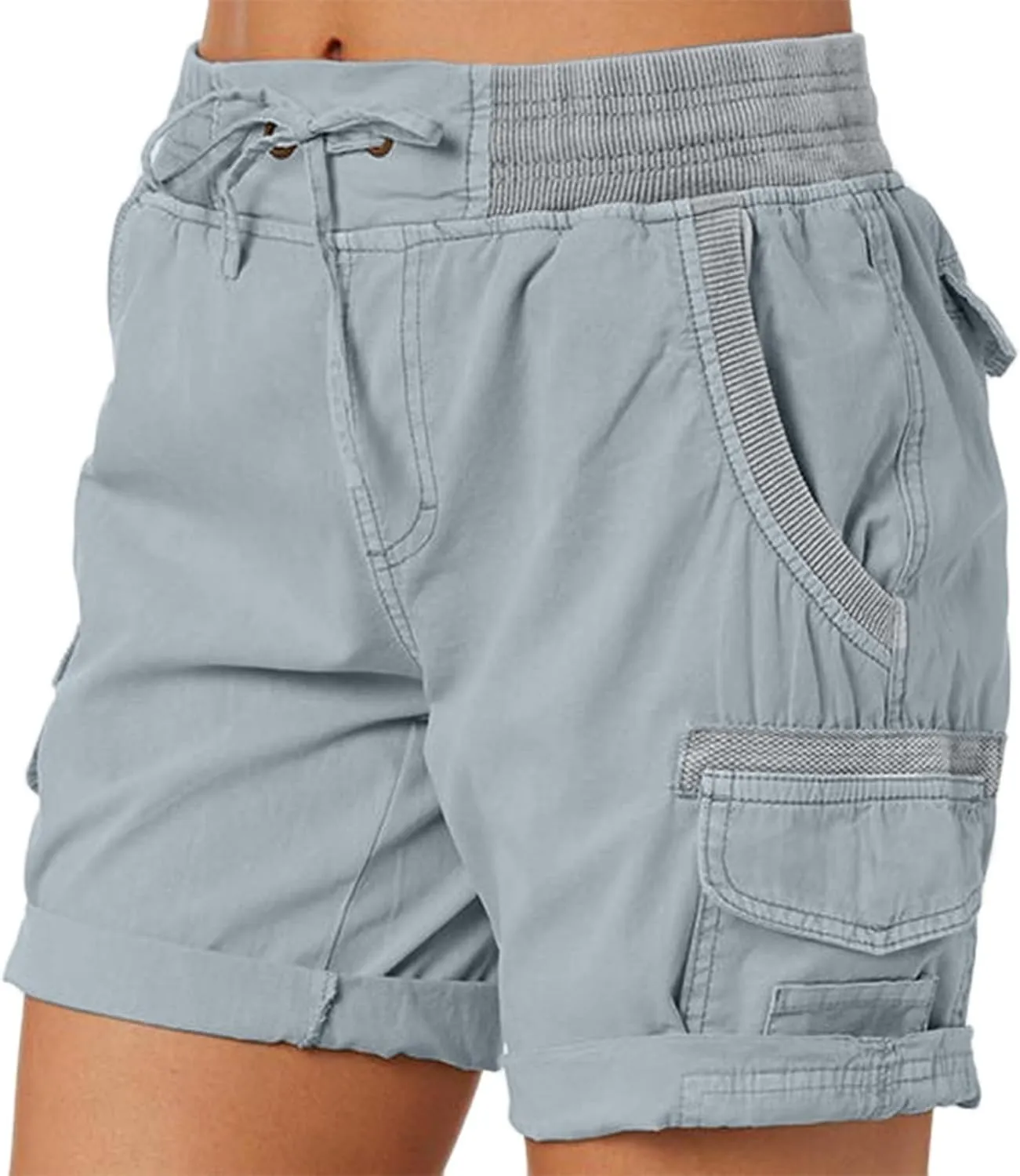 Women's Jean Shorts High Waisted Cargo Shorts Stretchy Bermuda Shorts Hot Short Pocketed Elastic Waist Long Shorts