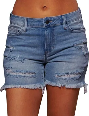 Women's Jean Shorts High Waisted Ripped Distressed Denim Shorts 2024 Casual Stretchy Vintage Summer Hot Shorts with Pockets