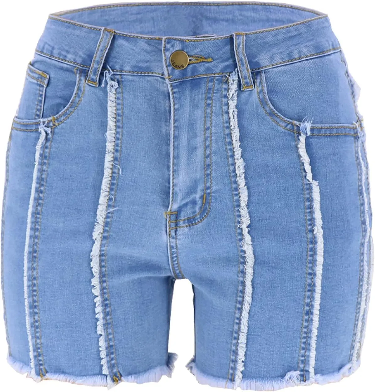 Womens Jeans Shorts Casual Summer High Waisted Distressed Denim Capris Y2k Tassels Ripped Raw Hem Stretch Jean Shorts