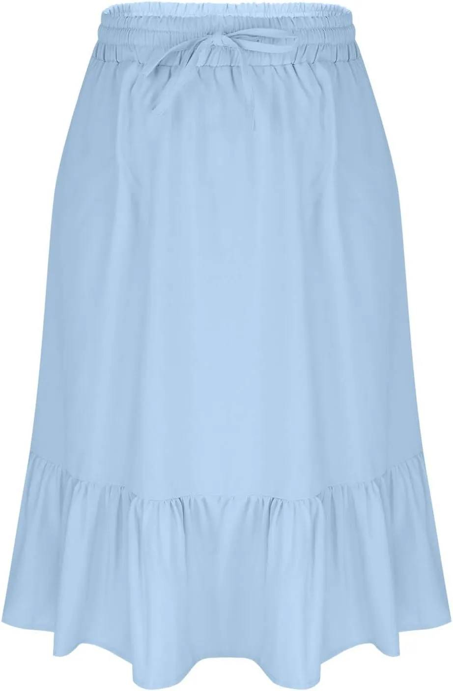 Women's Maxi Skirts Beach Elastic Waist Drawstring Tiered Flowy Chiffon Skirts Bohemian Vacation Layered Tulle Skirt