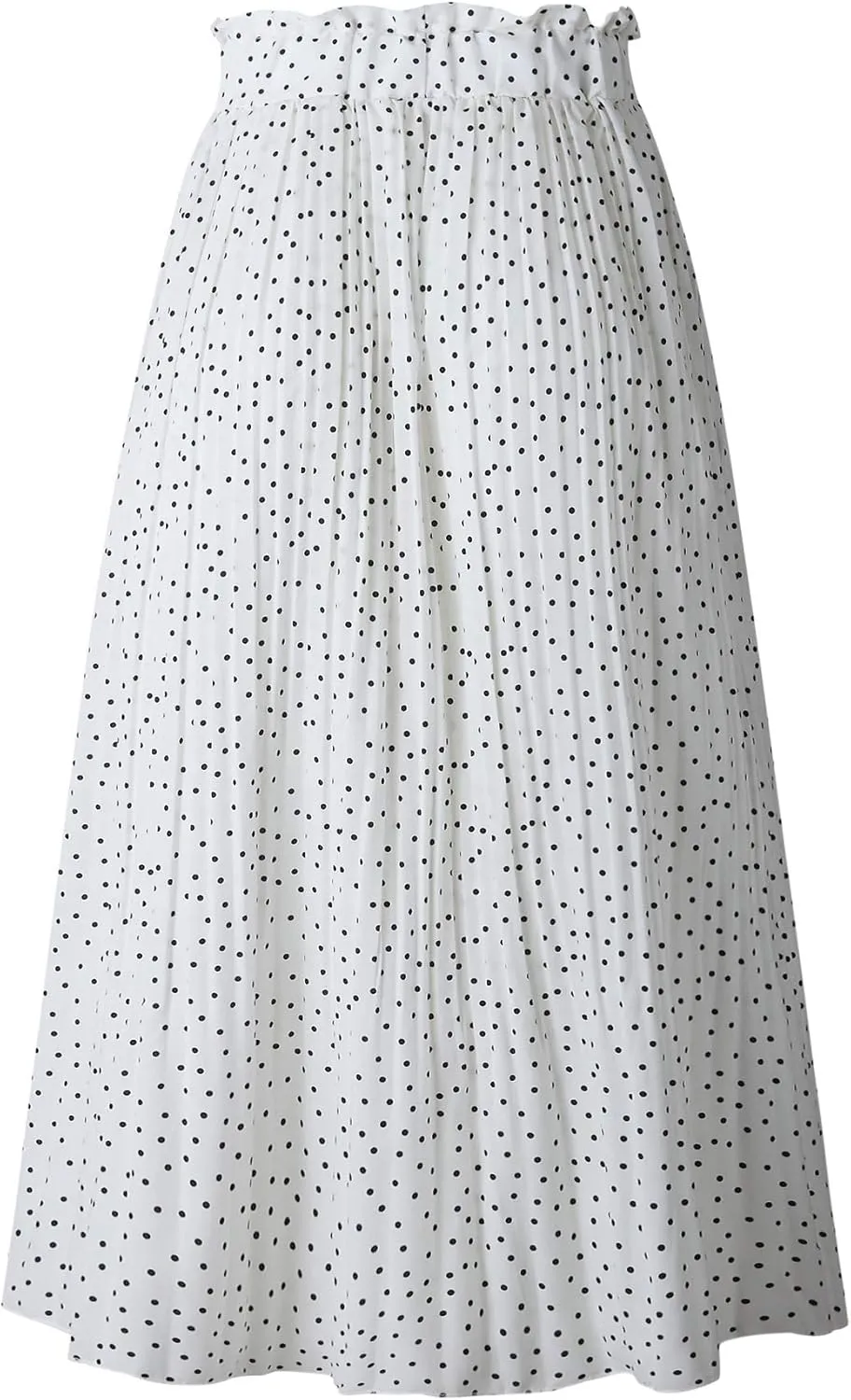 Womens Midi Skirt Casual High Waist A-Line Pleated Chiffon Long Skirts with Pockets