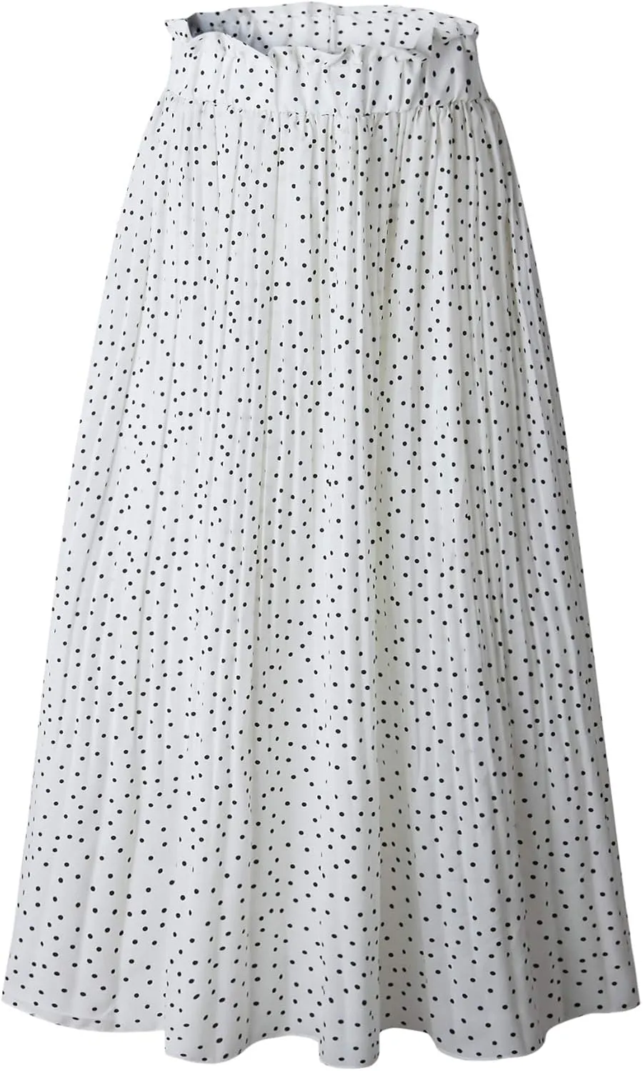 Womens Midi Skirt Casual High Waist A-Line Pleated Chiffon Long Skirts with Pockets
