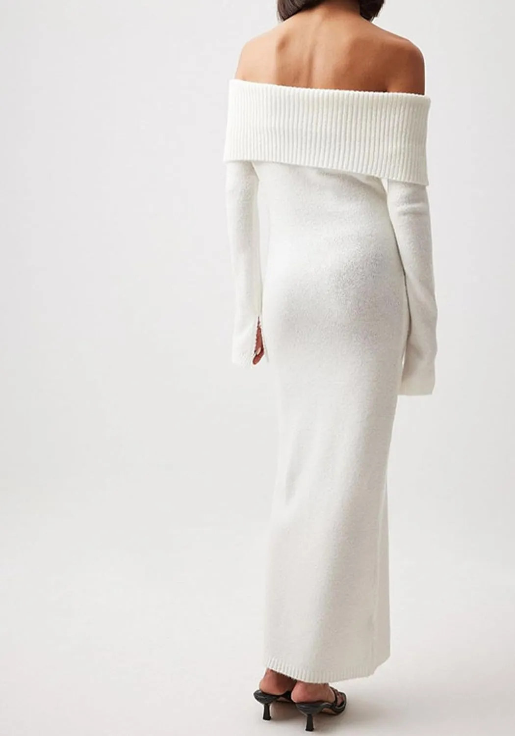 Women's Off The Shoulder Bodycon Sweater Dress Long Sleeve Elegant Ribbed Cocktail Formal Fall Knit Maxi Dress