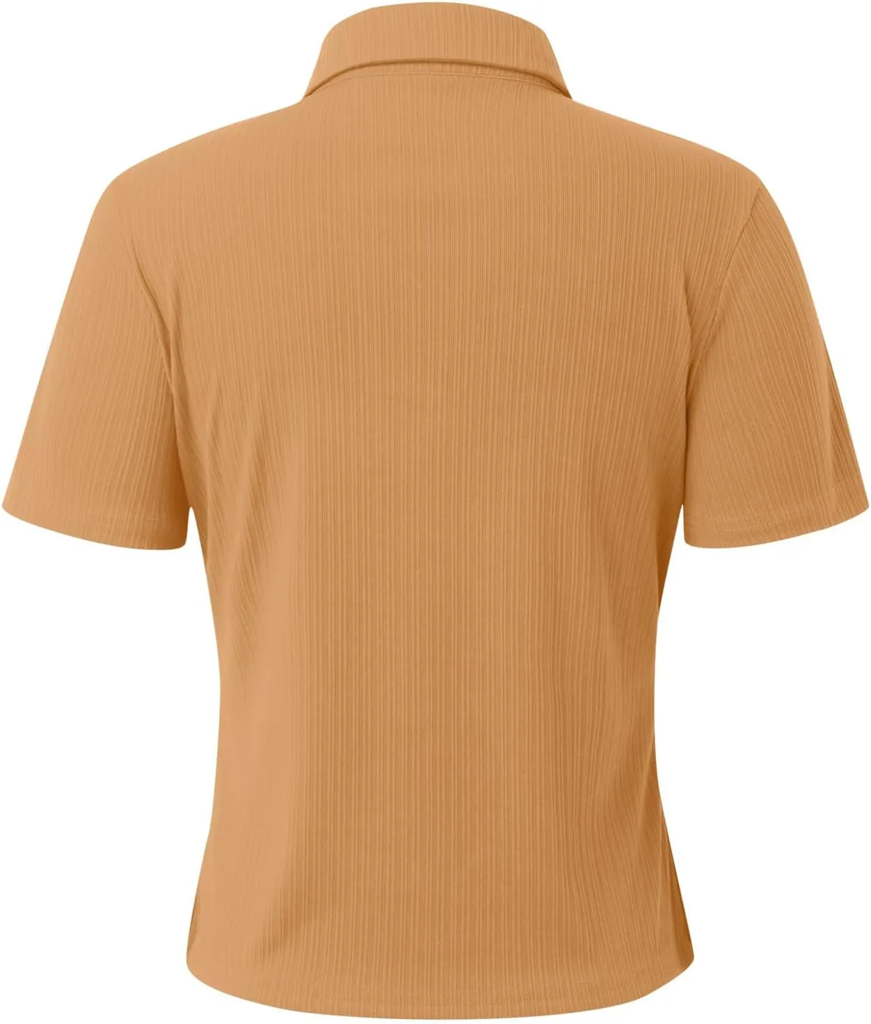 Womens Polo Shirts Fashion Short Sleeve V Neck T Shirt Slim Fitted Ribbed Knit Casual Tee Tops Summer Business Tshirt