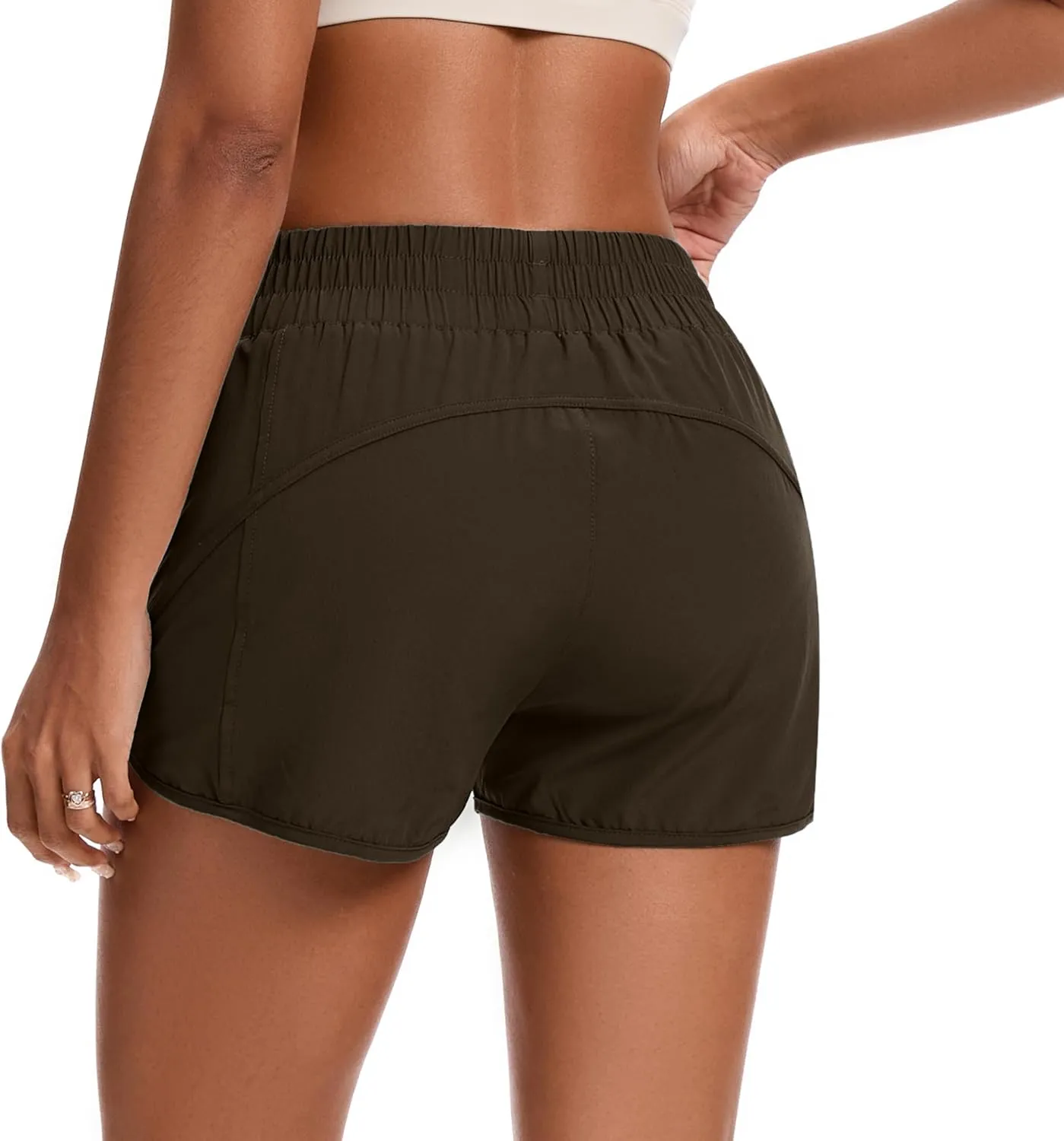 Womens Running Shorts Elastic High Waisted Shorts Quick Dry Athletic Shorts Pants