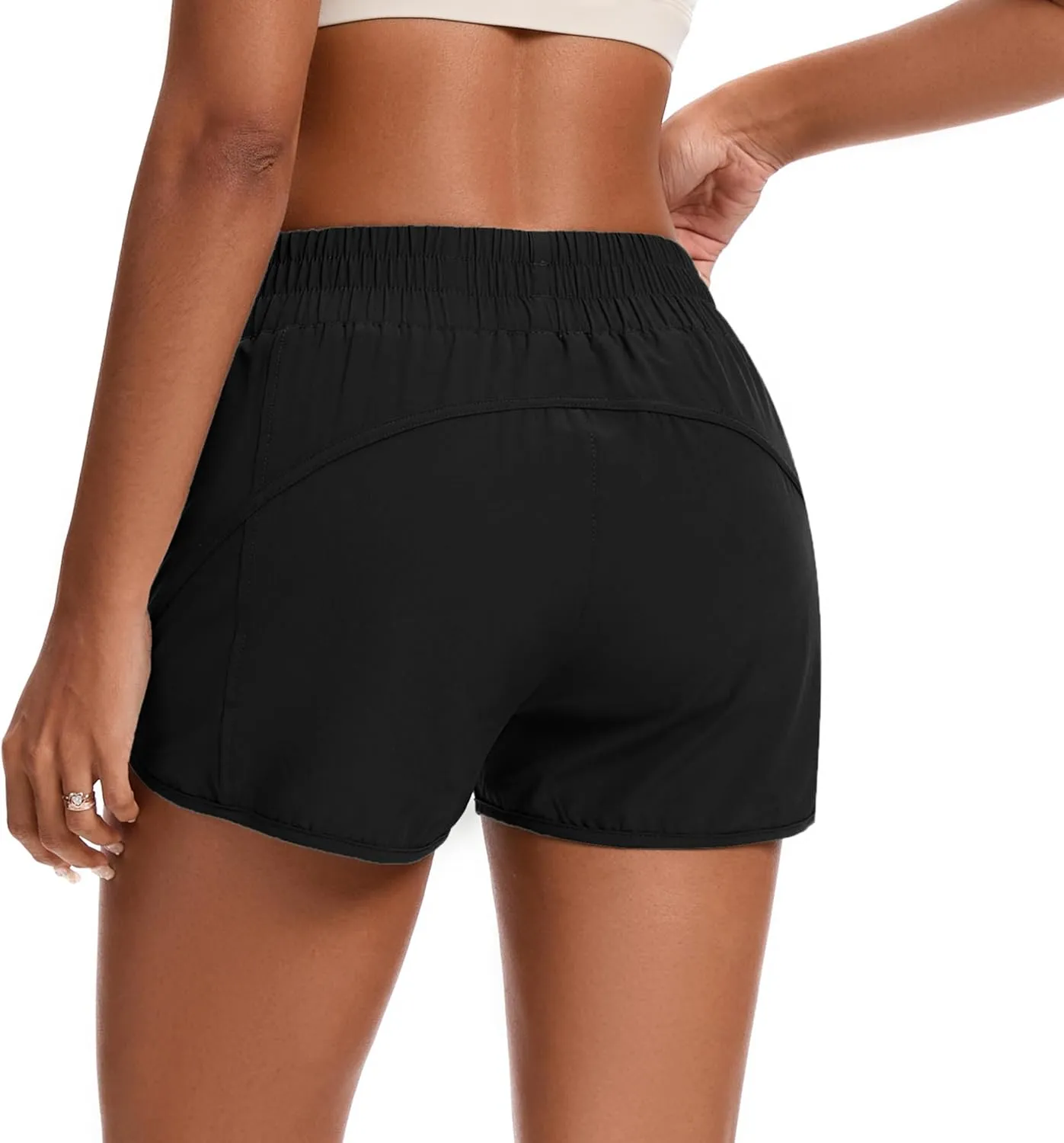Womens Running Shorts Elastic High Waisted Shorts Quick Dry Athletic Shorts Pants