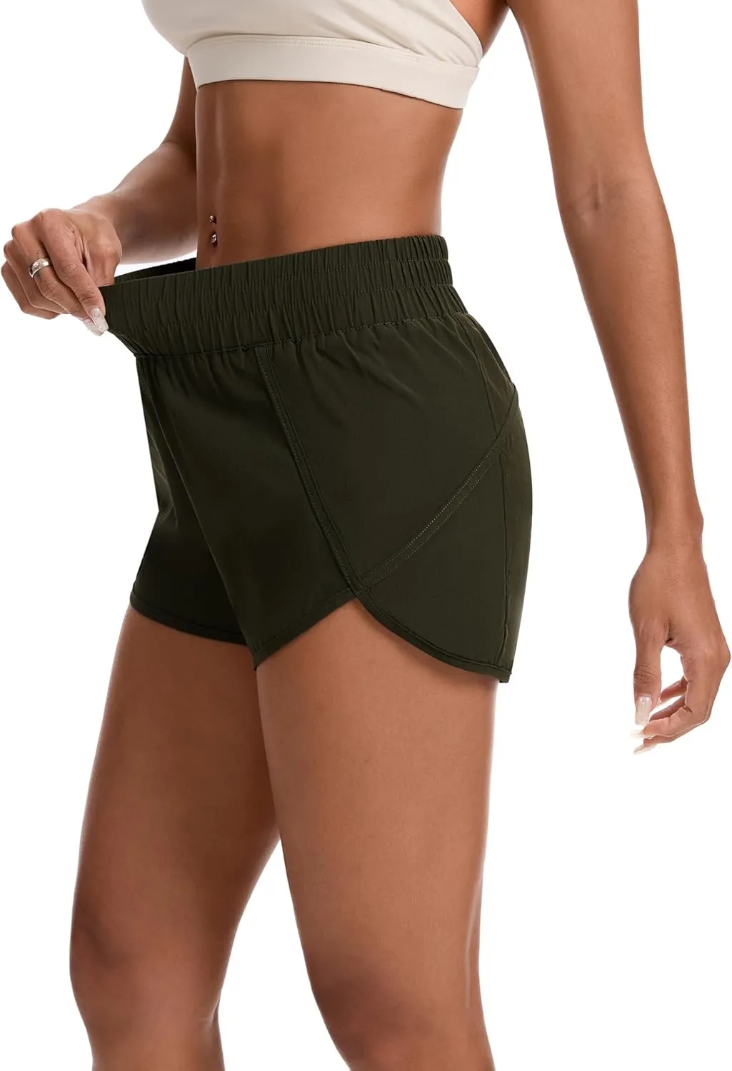 Womens Running Shorts Elastic High Waisted Shorts Quick Dry Athletic Shorts Pants