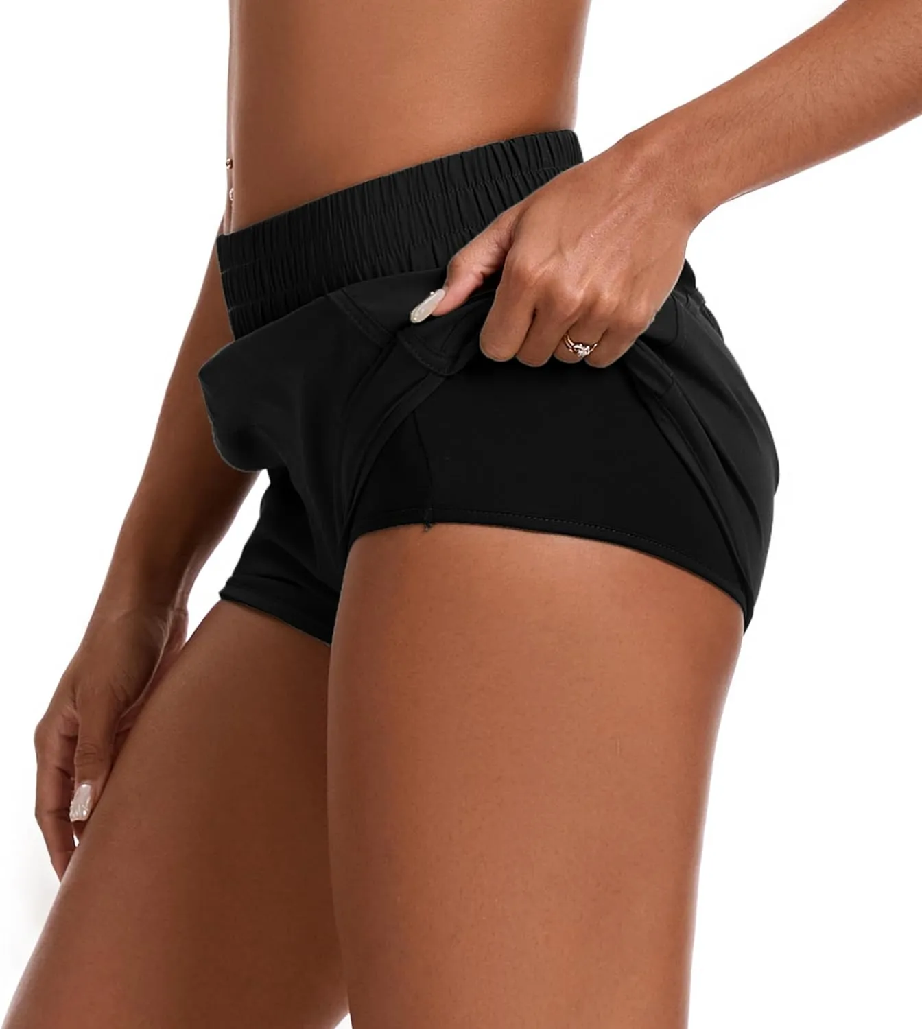 Womens Running Shorts Elastic High Waisted Shorts Quick Dry Athletic Shorts Pants
