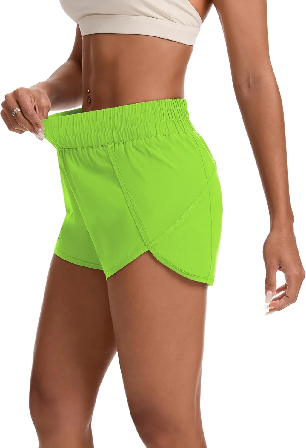 Womens Running Shorts Elastic High Waisted Shorts Quick Dry Athletic Shorts Pants