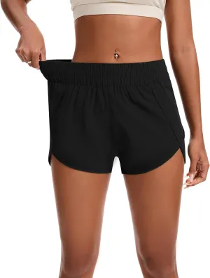 Womens Running Shorts Elastic High Waisted Shorts Quick Dry Athletic Shorts Pants