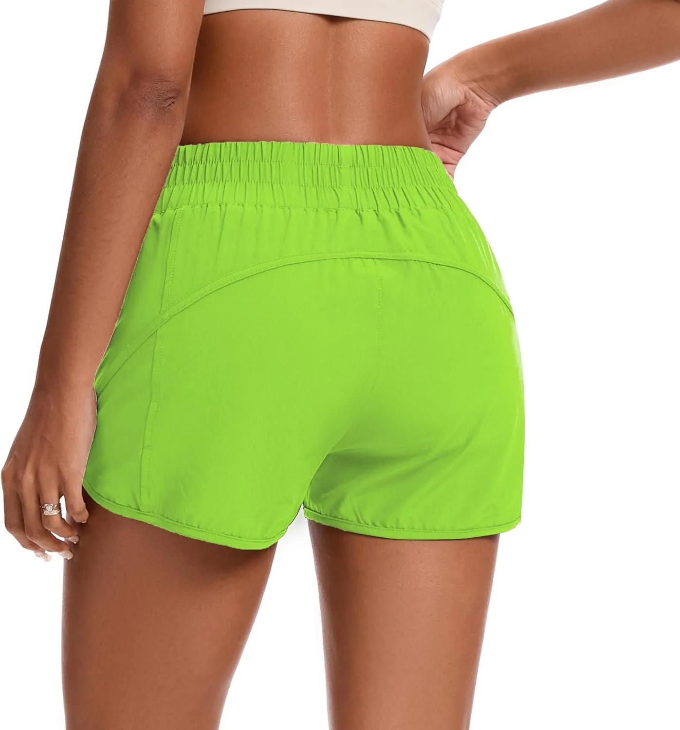Womens Running Shorts Elastic High Waisted Shorts Quick Dry Athletic Shorts Pants