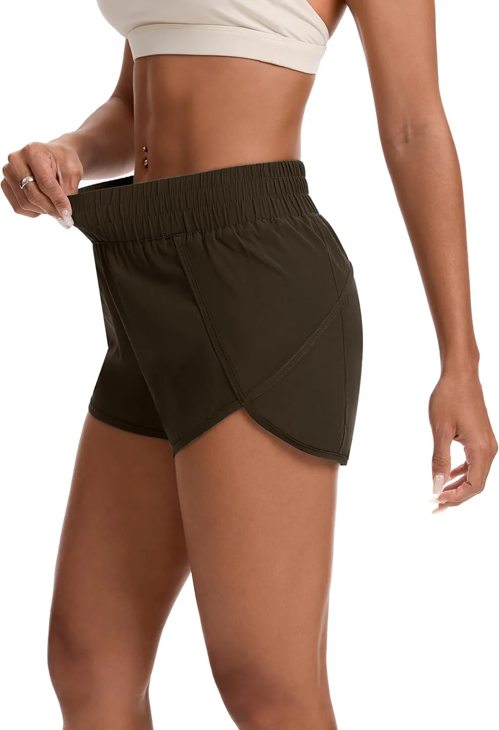 Womens Running Shorts Elastic High Waisted Shorts Quick Dry Athletic Shorts Pants