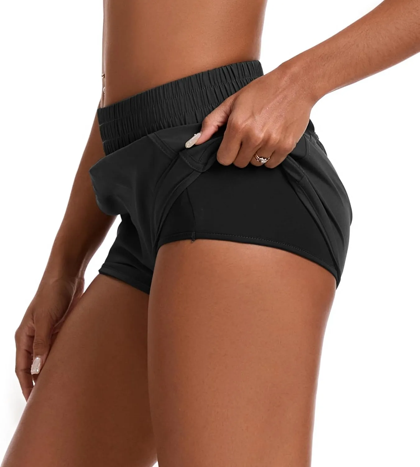 Womens Running Shorts Elastic High Waisted Shorts Quick Dry Athletic Shorts Pants