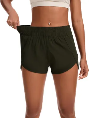 Womens Running Shorts Elastic High Waisted Shorts Quick Dry Athletic Shorts Pants