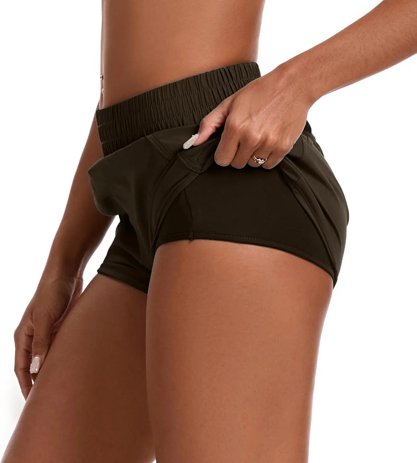 Womens Running Shorts Elastic High Waisted Shorts Quick Dry Athletic Shorts Pants