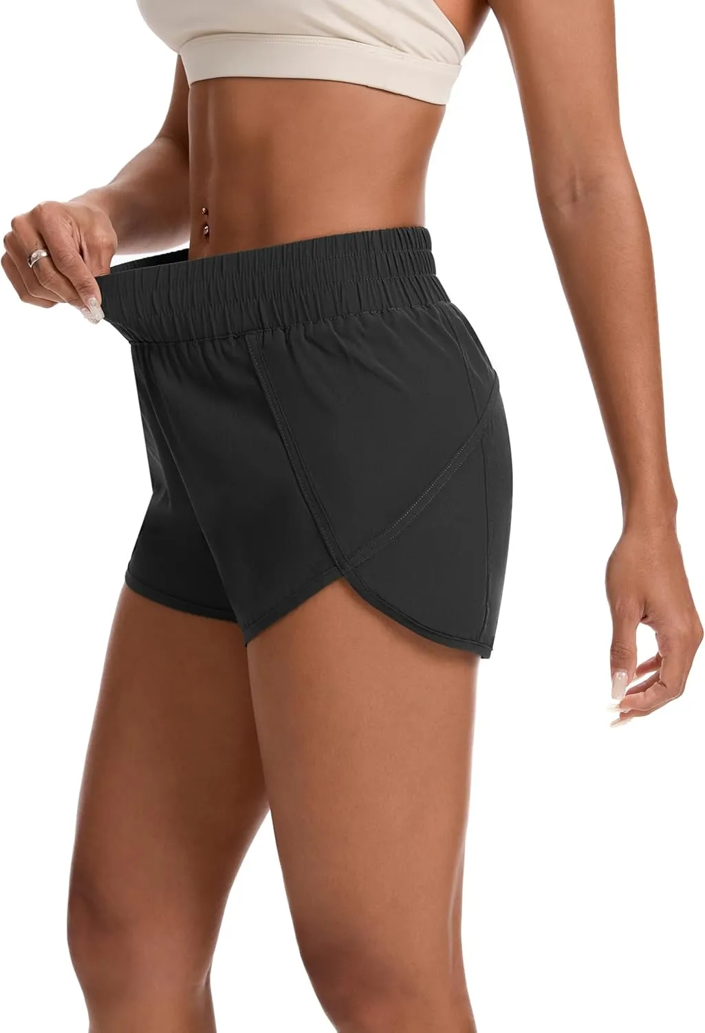Womens Running Shorts Elastic High Waisted Shorts Quick Dry Athletic Shorts Pants