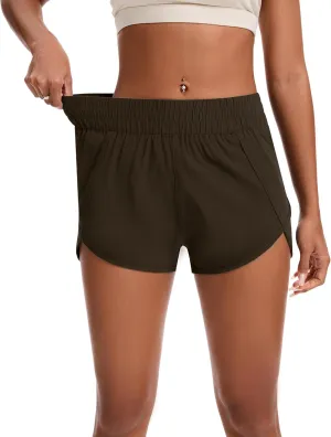 Womens Running Shorts Elastic High Waisted Shorts Quick Dry Athletic Shorts Pants