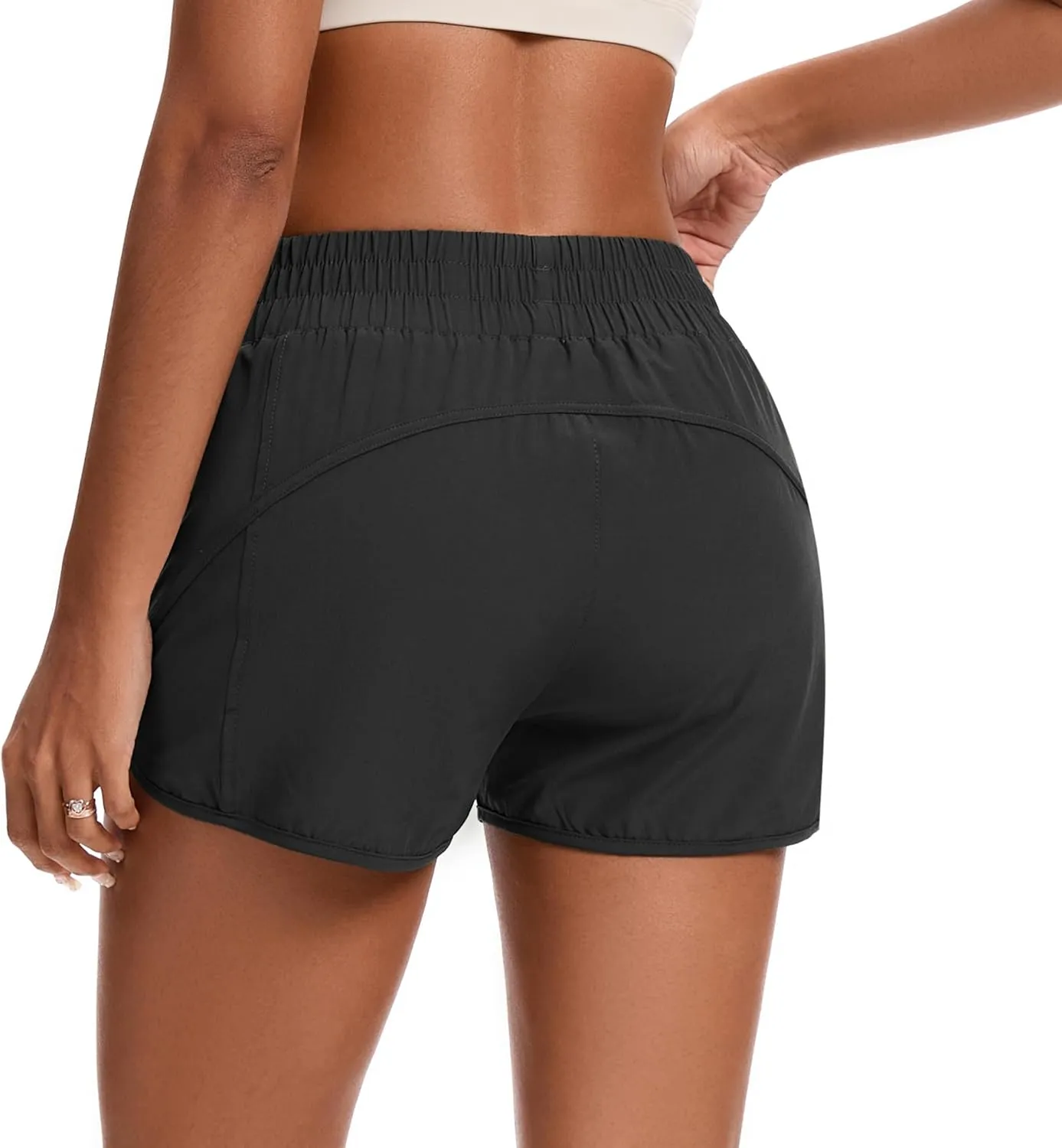 Womens Running Shorts Elastic High Waisted Shorts Quick Dry Athletic Shorts Pants