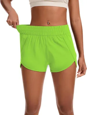 Womens Running Shorts Elastic High Waisted Shorts Quick Dry Athletic Shorts Pants