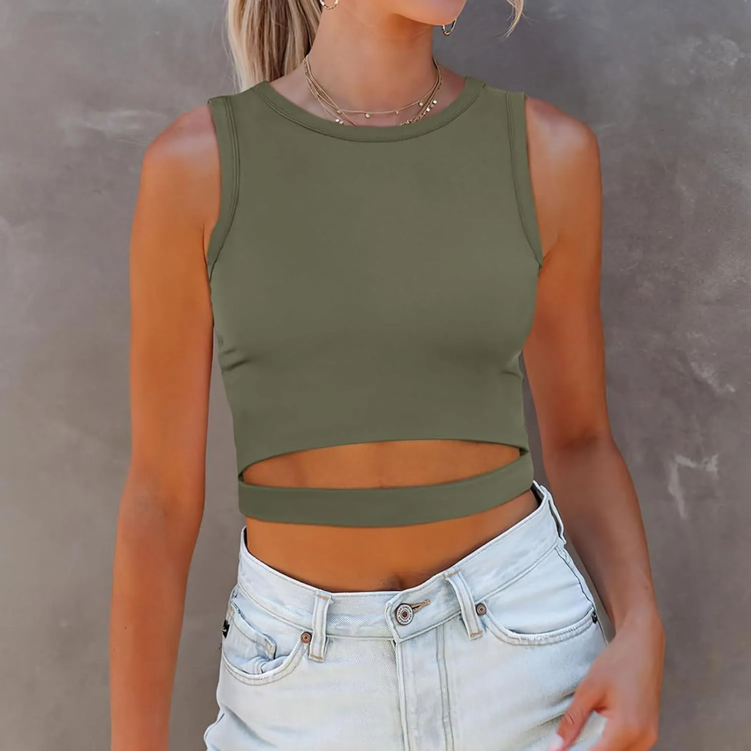 Womens Sleeveless High Neck Tank Tops Trendy Going Out Crop Tops Shirts Casual Basic Slim Fit T Shirts Workout Yoga Tops