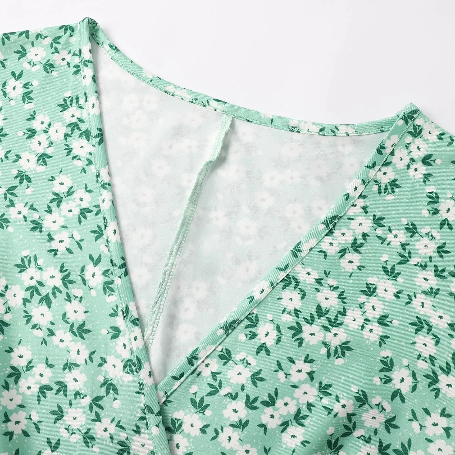 Womens Sundress Summer Casual Floral Short Sleeve Wrap V Neck A-Line Midi Dress Vacation Beach Dresses