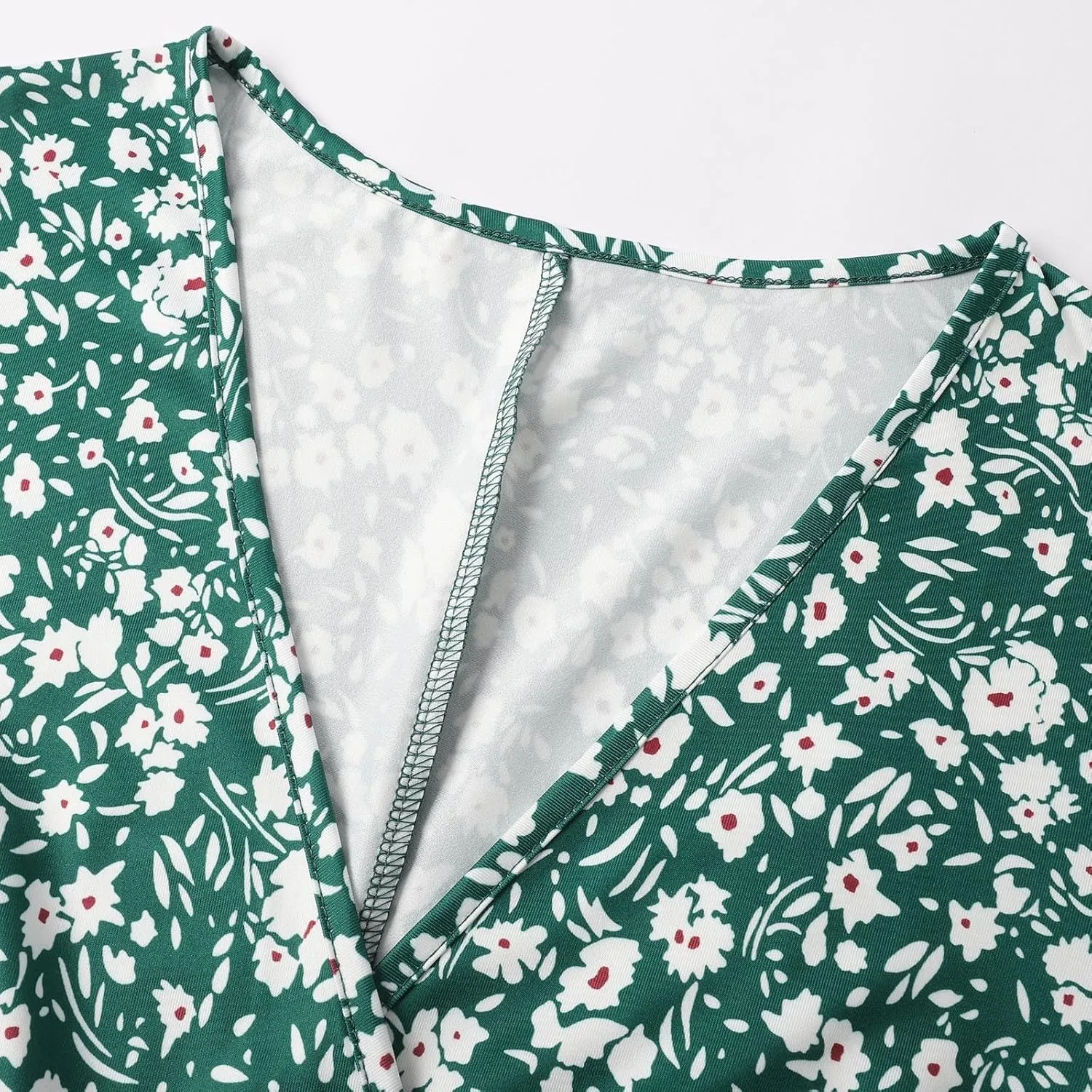 Womens Sundress Summer Casual Floral Short Sleeve Wrap V Neck A-Line Midi Dress Vacation Beach Dresses