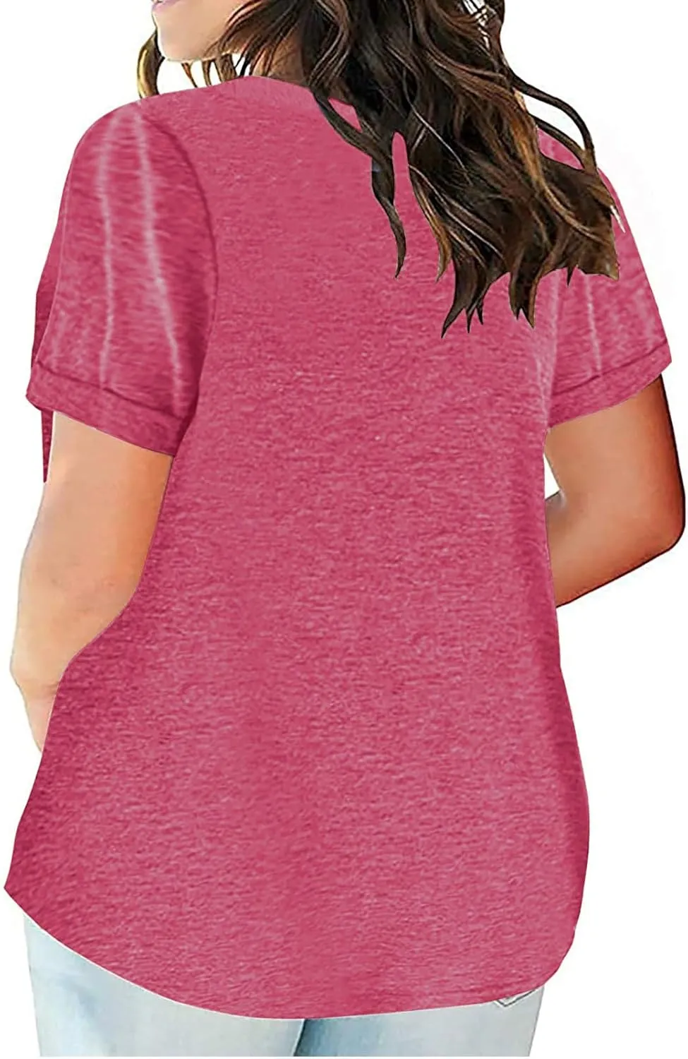 Womens T Shirts Short Sleeve V Neck Tees Plain Workout Tops Loose Fit Casual Tunic Plus Size Summer Oversized Tees