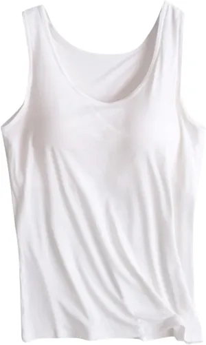 Womens Tank Tops with Built in Bra Shelf Bras Workout Camisole Casual Modal Undershirt Sexy Sleeveless Tanks Yoga Tops