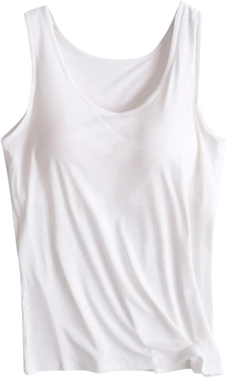 Womens Tank Tops with Built in Bra Shelf Bras Workout Camisole Casual Modal Undershirt Sexy Sleeveless Tanks Yoga Tops