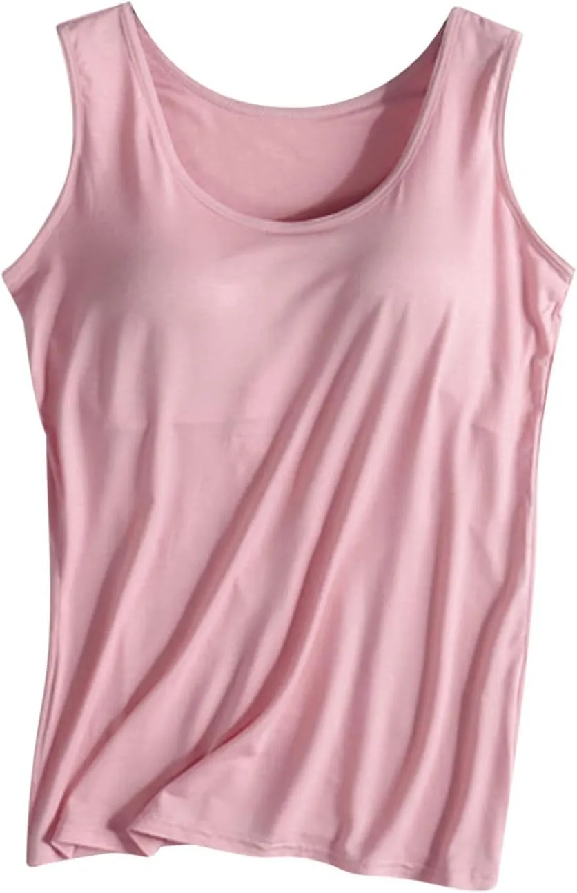Womens Tank Tops with Built in Bra Shelf Bras Workout Camisole Casual Modal Undershirt Sexy Sleeveless Tanks Yoga Tops