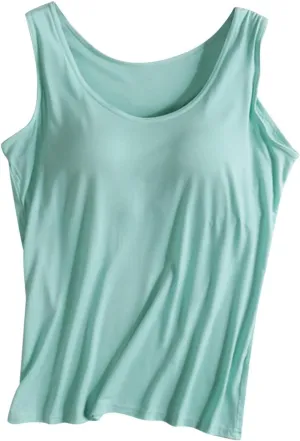 Womens Tank Tops with Built in Bra Shelf Bras Workout Camisole Casual Modal Undershirt Sexy Sleeveless Tanks Yoga Tops