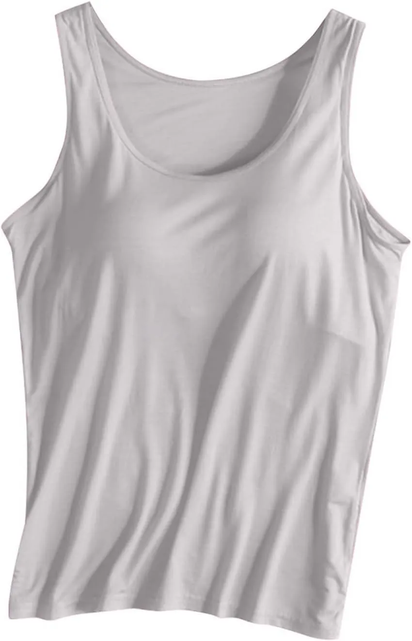 Womens Tank Tops with Built in Bra Shelf Bras Workout Camisole Casual Modal Undershirt Sexy Sleeveless Tanks Yoga Tops