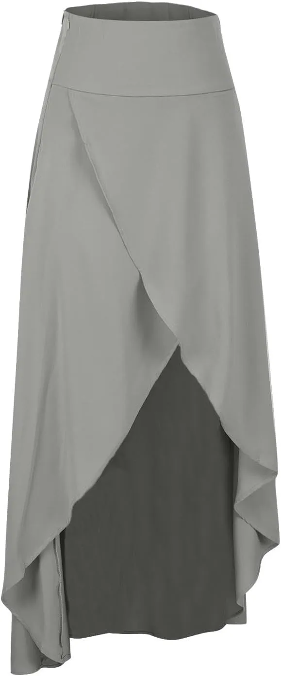 Womens Wrap Skirt Flowy High Low Maxi Skirts 2024 Fashion with Slit Ruffle Skirts Funky Fun Casual Skirts