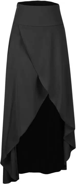 Womens Wrap Skirt Flowy High Low Maxi Skirts 2024 Fashion with Slit Ruffle Skirts Funky Fun Casual Skirts