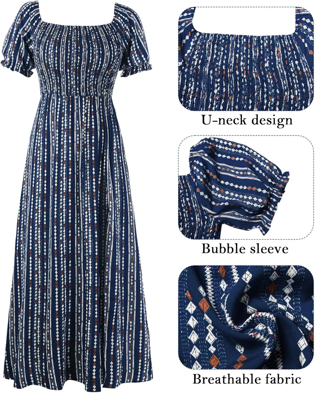 Wrap Dress Women Summer Bohemian Off Shoulder Floral Print Ruffle Vintage Flowy Dress Long Boho Beach Midi Dress